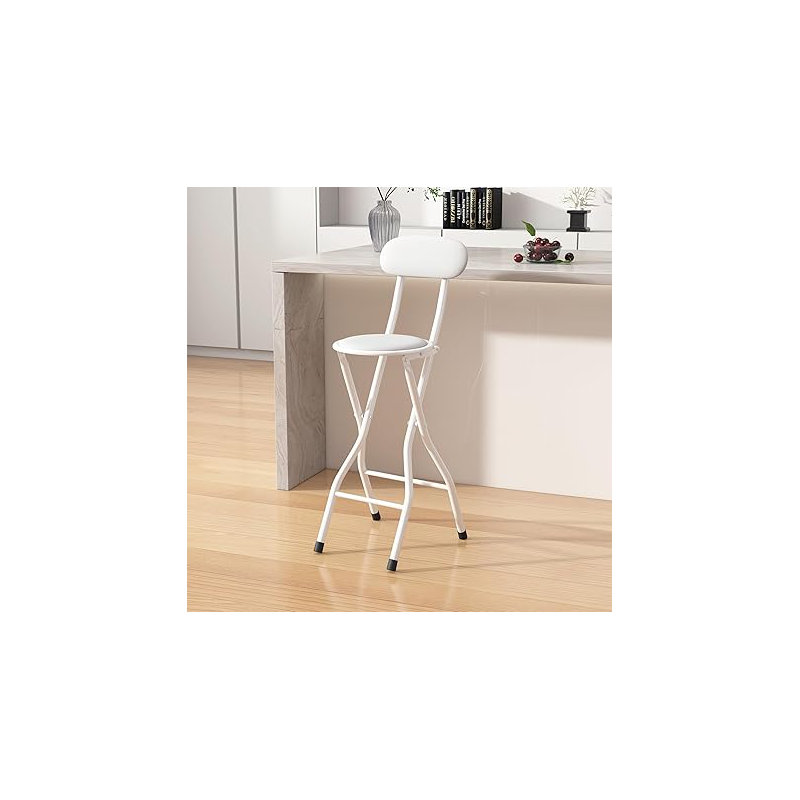 Upholstered Counter Stool with Metal Frame, White
