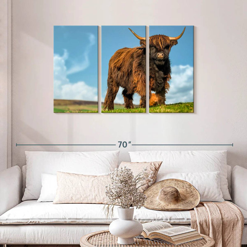 Brampt Dark Haired Highland Cow, 28" H x 45" W