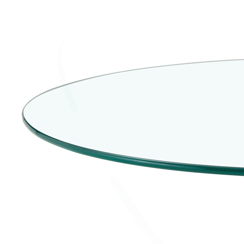 27.5-inch diameter round tempered glass coffee table. 17.7 inches high, supported by a golden metal base, with a light luxury edge.
