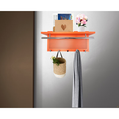 Metal Powder Coating Hook Wall Mounted with Shelf In Orange
