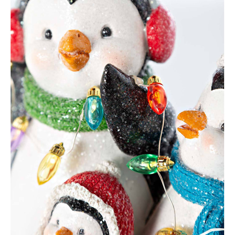 3 Piece Figurine Set with Christmas Lights