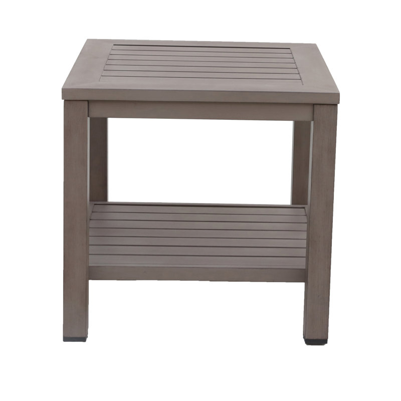 Rust - Table d'appoint en aluminium multicolore avec tablette, de forme carrée, l 23 po de largeur, profonde, 21,5 po de hauteur, 19 lb, idéale pour les déjeuners de patio et les réceptions, couleur, 23,68 po de profondeur, largeur, 22,11 po de hauteur,