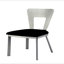 Chaise de salle à manger contemporaine en métal argenté 2 pièces en microfibre noire
