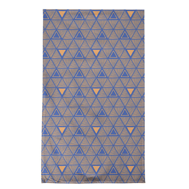 Torchon triangle dessiné à la main, Bleu / doré, Polyester sergé