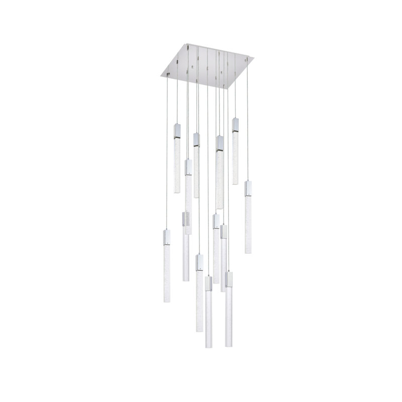 Luminaire suspendu rectangulaire à 13 lumières Aliha, Chrome