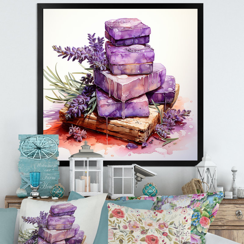 Mauve lavande Batjhroom II - art mural lavande, Toile tendue, H 16 po x l 16 po x P 1 po