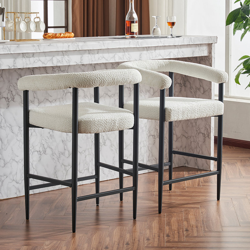 Ensemble de 2 tabourets de bar rembourrés Modern, Blanc