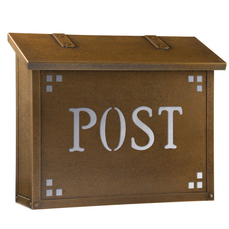 Boîte aux lettres murale en laiton 16,5 po x 13,3 po Pasadena, Blanc vaporeux, Vieux sou