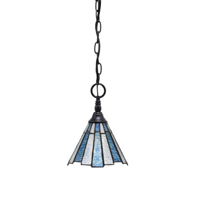 Mini-luminaire suspendu à chaîne avec verre d'art 7 "Sea Ice