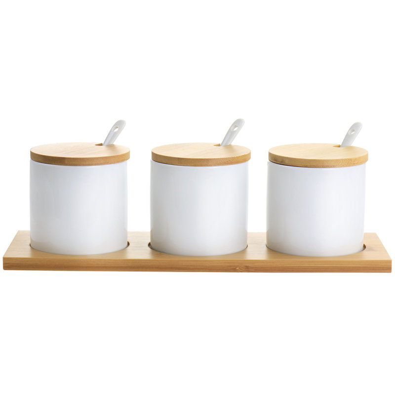Gibson Elite Gracious Dining 10 Piece Fine Ceramic Condiment Jars Serving Set In White