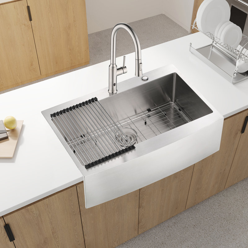 Apron Single Bowl Kitchen Sink 33X22x10" - Stainless Steel T304 Dent- Rust & Stain Proof Easy To Clean 16 Gauge Brushed Nickel Appearance Style Efficiently