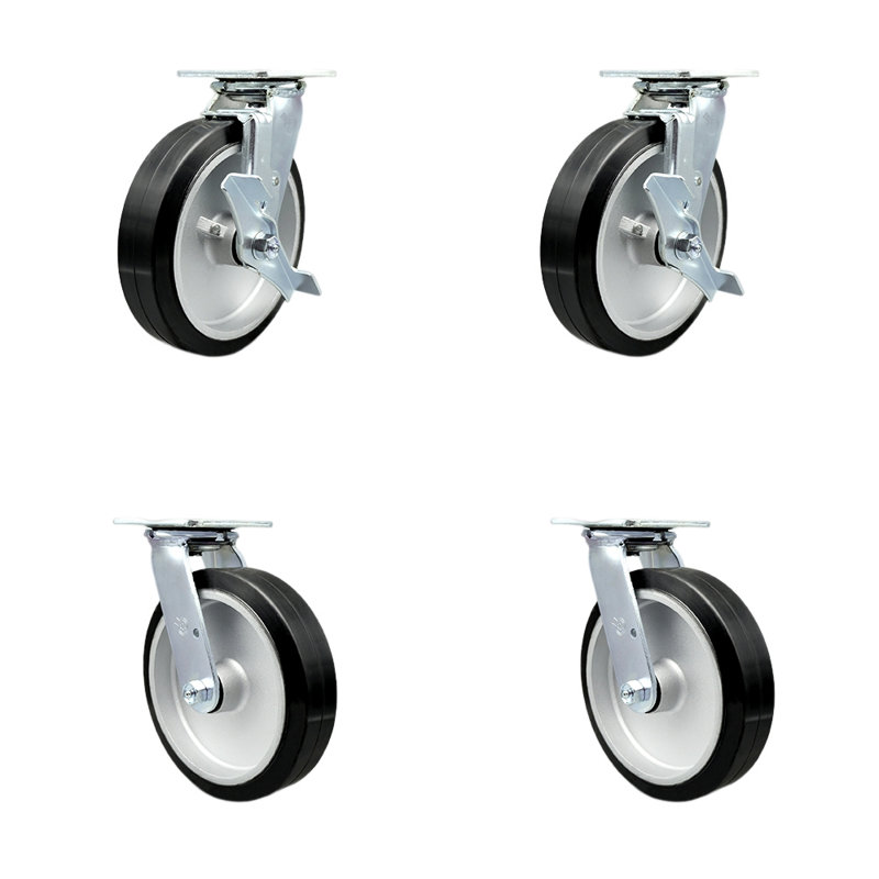 4 Piece Rubber on Aluminum Caster Set
