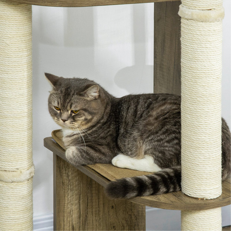 Arbre à chat d'angle moderne de 65 po de hauteur pour grimper Pawhut
