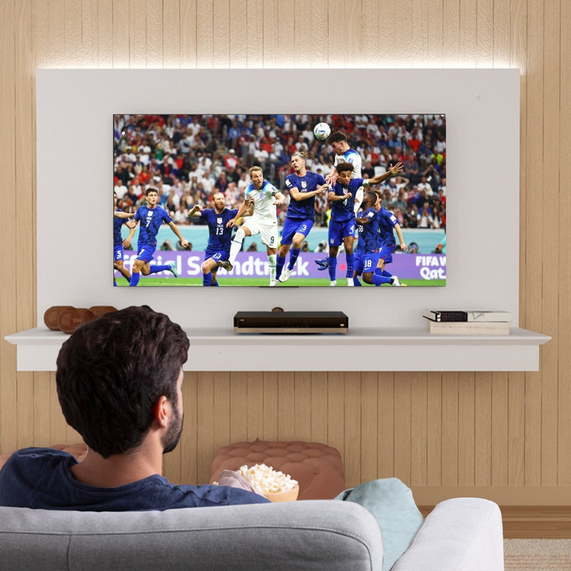 Dymphia Floating Entertainment Center for TVs up to 55 inch, TV Wall Panel with LED Strip and Shelf