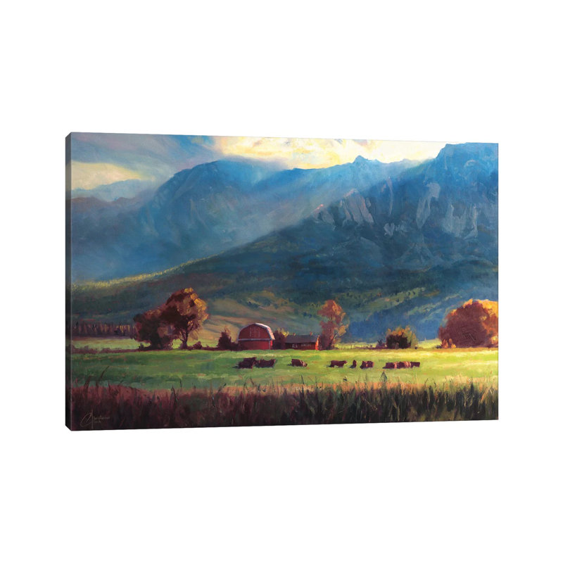 «Rocky Mountain Farm» par Christopher Clark, reproduction d'art, Toile tendue, H 26 po x l 40 po x P 1,5 po