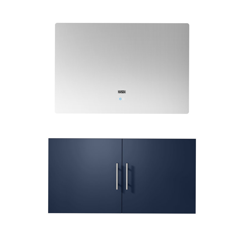 Meuble-lavabo de salle de bain 36 po X P 22 po D et 36 po Miroir à DEL, Navy Blue, Navy Blue