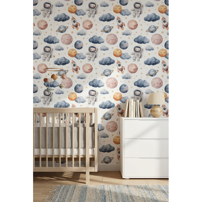 Astronaute, papier peint mural planètes fantaisistes, Peler et coller