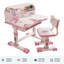 Ensemble de chaise de bureau, ensemble de chaise de bureau à motif de bureau élargi pour enfants, table d'étude à hauteur réglable avec tiroir (rose)