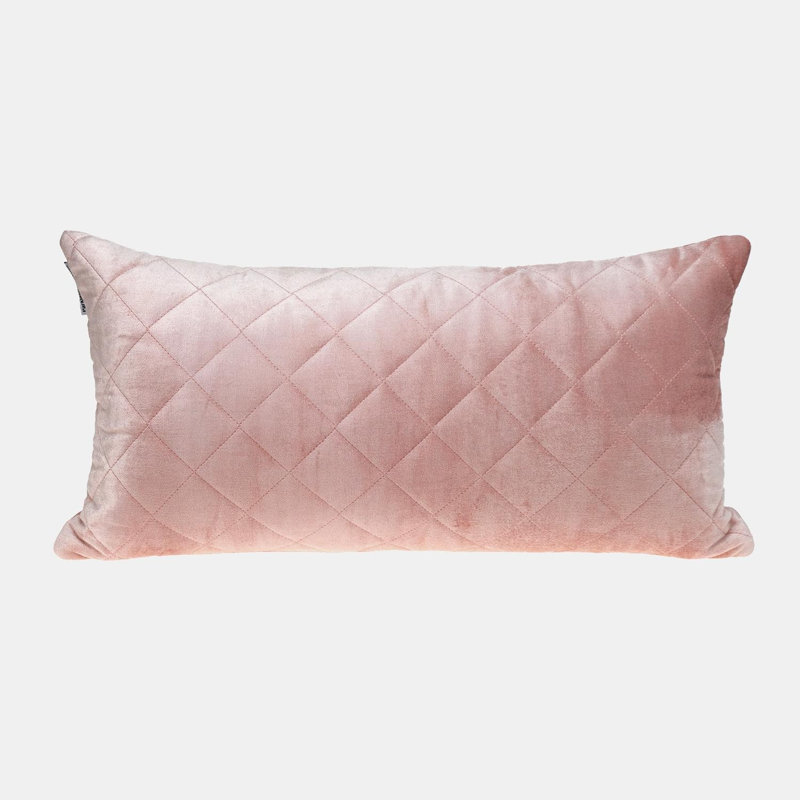 Coussin touffeté à losanges jaune ocre transitionnel, Rose