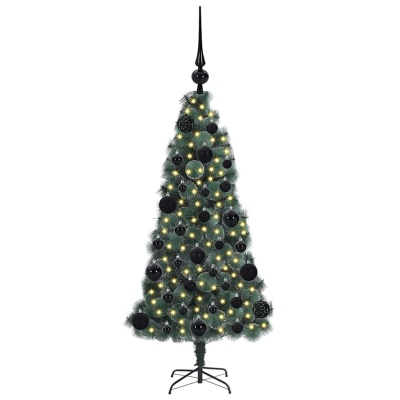 Artificial Pre-lit Christmas Tree with Ball Set, 3.94' H, Black