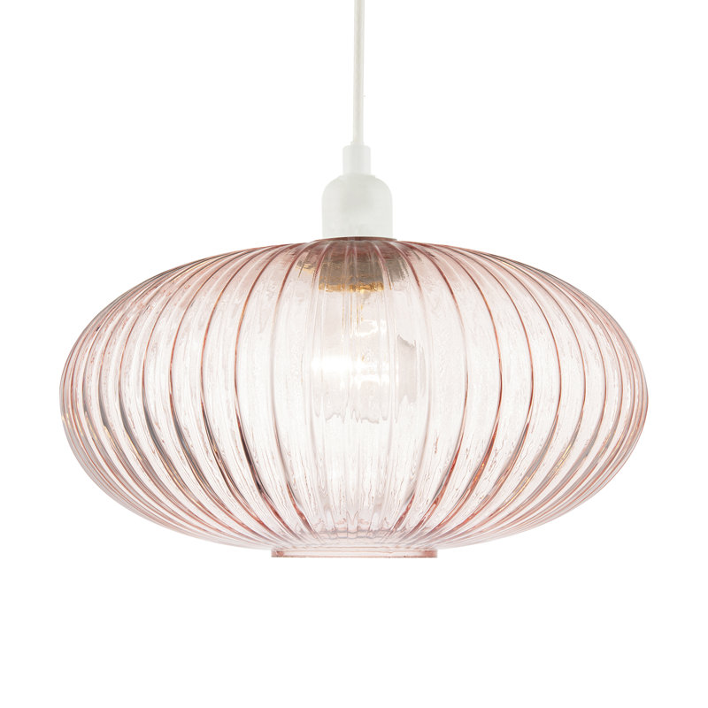17cm H Glass Oval Pendant Shade ( No Direct Attachment Method ), Pink