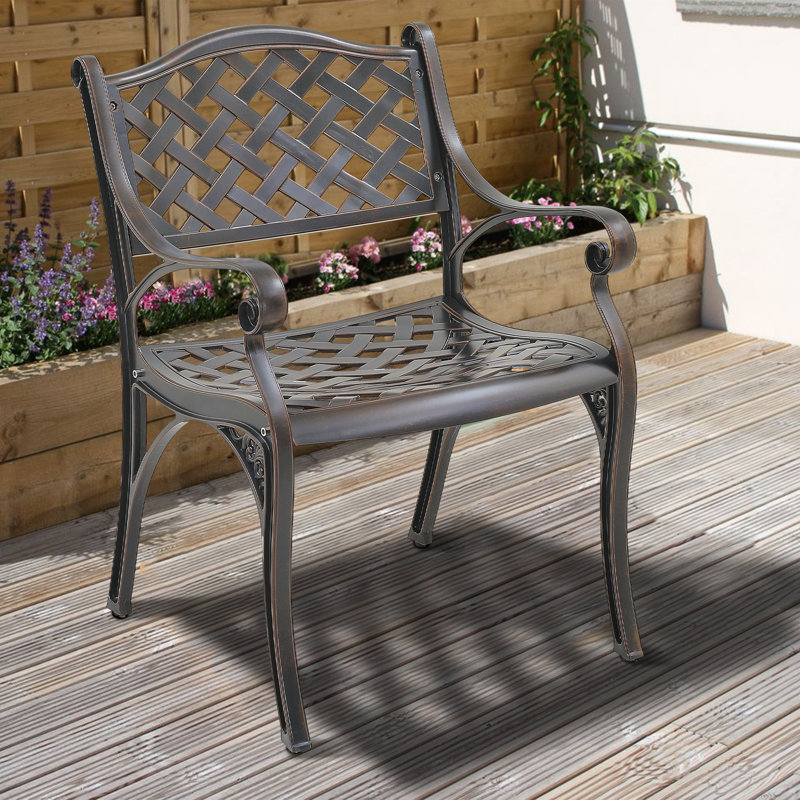 Chaise d'extérieur en fonte d'aluminium, Brun
