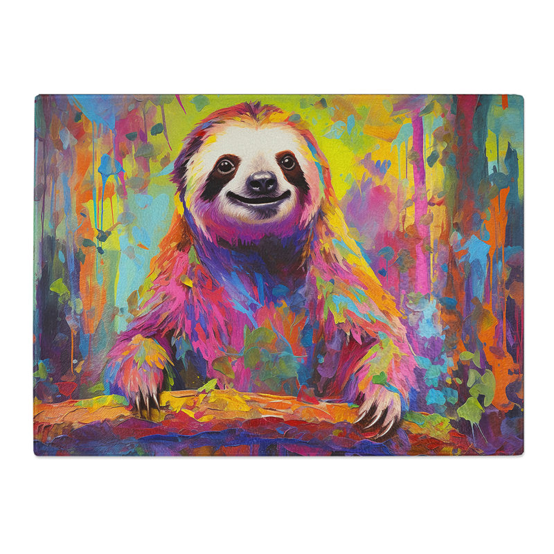 Sloth Pop Art  Glass Chopping Board