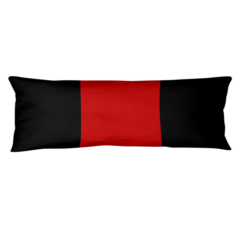 Stripes Medium Polyester/Polyfill Body Pillow, Black/Red/Black, Acton