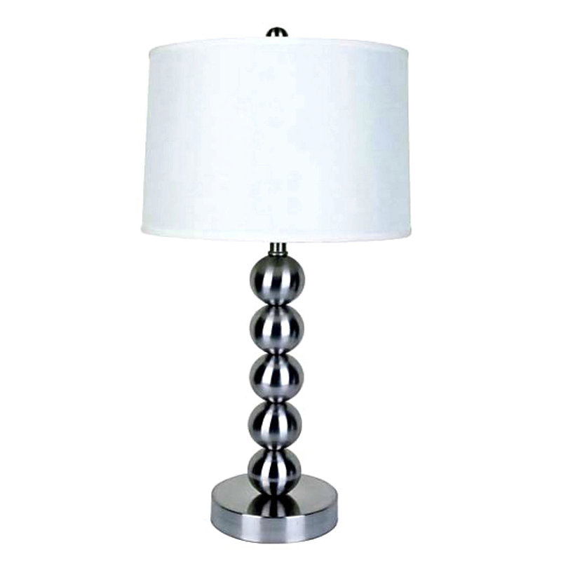 Lampe de table 28 po en métal, abat-jour en lin blanc