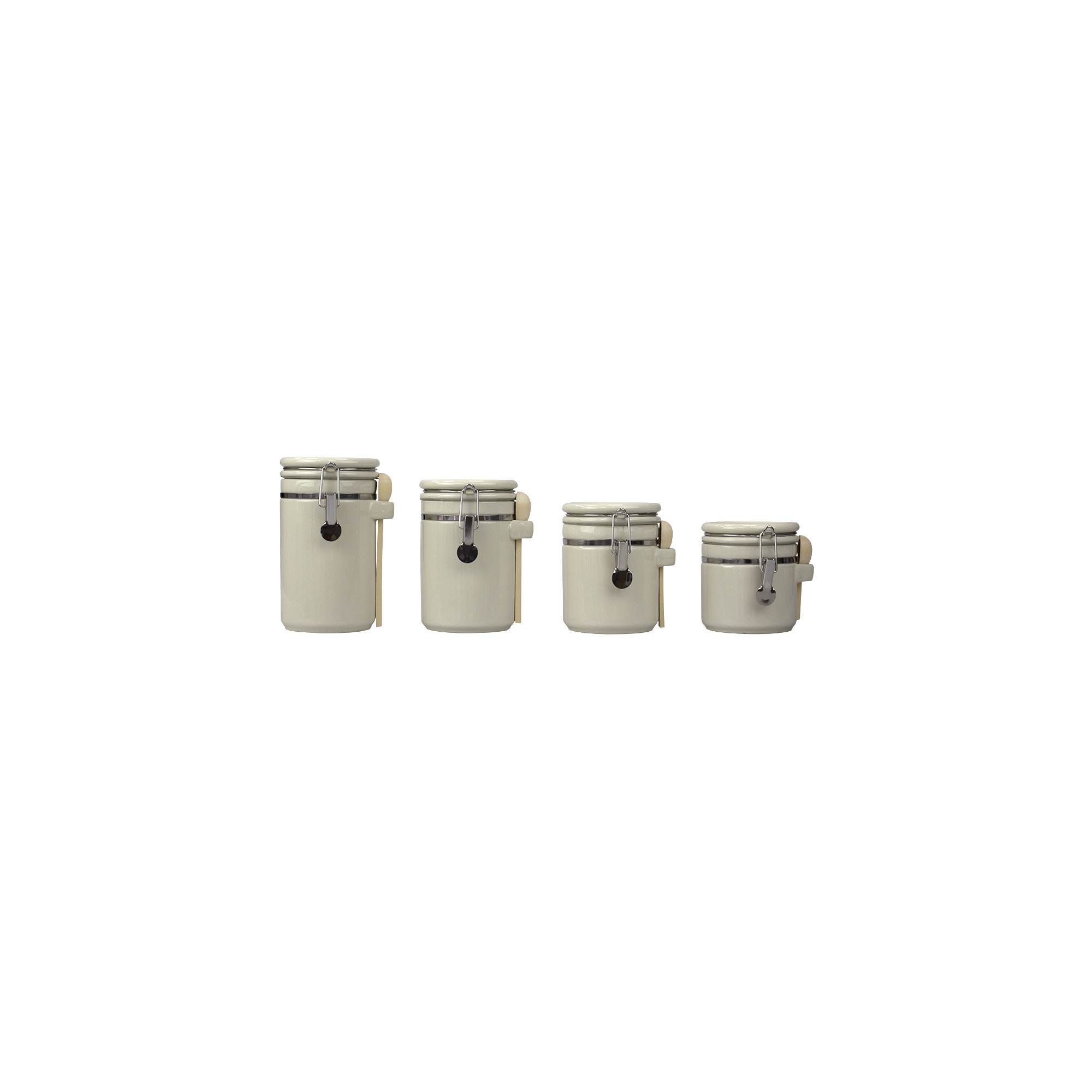 Glass Canister - Set of 4, Beige