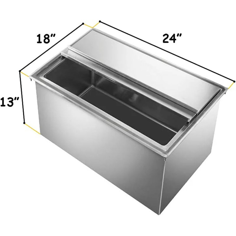 18 in. x 24 in. Stainless Steel Drop-In Ice Bin with Sliding Cover NSF | Drop In Ice Bin Chest