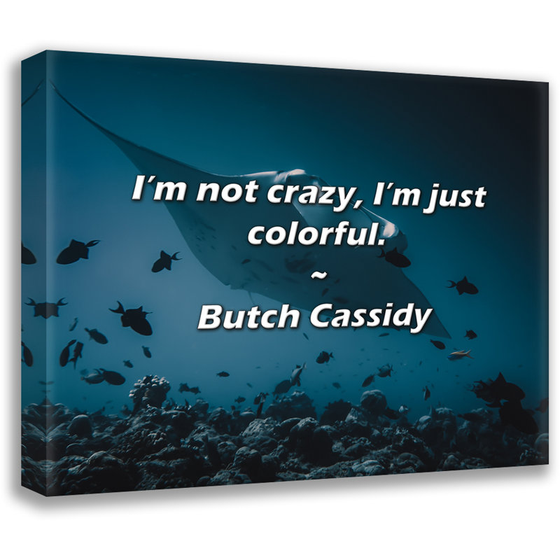 Artsy Quote "I’m not crazy, I’m just colourful." By Butch Cassidy Gallery Wrapped Canvas, 17" H x 24" W