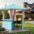 Hawaii 8'x8' Galvanized Steel Hardtop  Blue Pink Gazebo Pavilion with USB Charging Socket and BBQ Bar Table Shelf