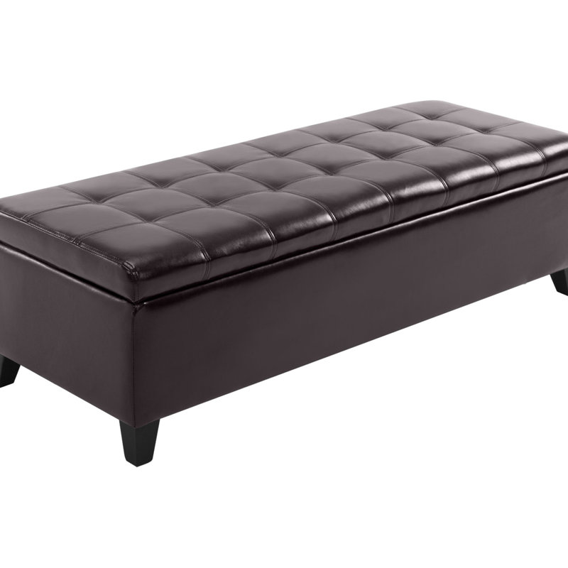 Banc de rangement brun foncé, similicuir de 51 po avec rangement pratique, pour le salon et le siège intérieur du vestibule