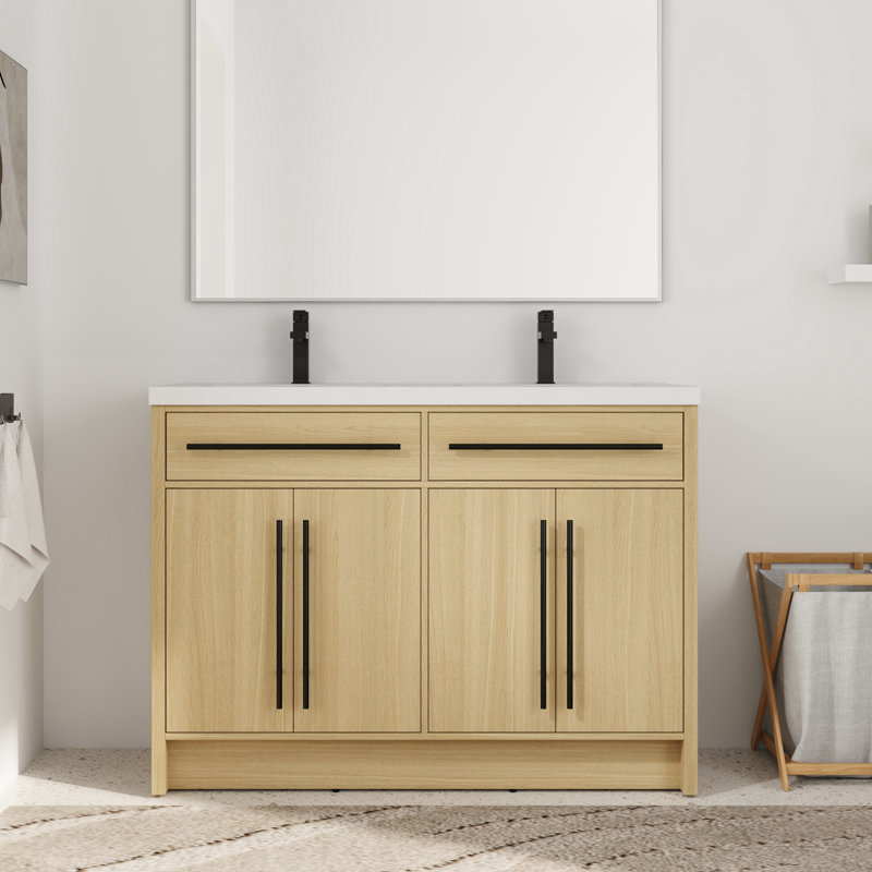 Meuble-lavabo double 48 po avec plateau en résine