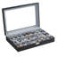 Lockable Watch Box 24 Slots Glass Lid