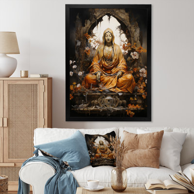 " Orange Beige Buddhist Art Buddhas Gesture "