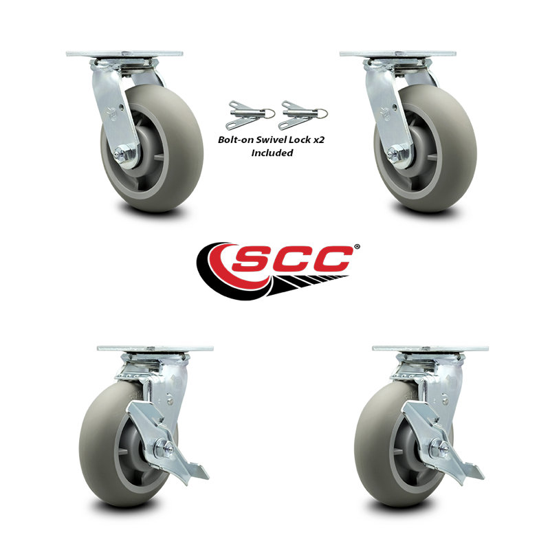 4-Piece Thermoplastic Rubber Caster Set