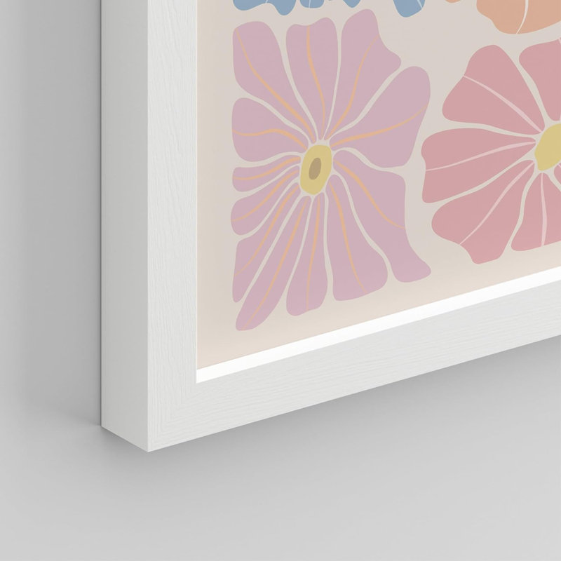 «Colorful Abstract Floral Botanical Flower Daisy Rose», impression sur papier 8 pièces, L 11 po x H 14 po, Cadre blanc