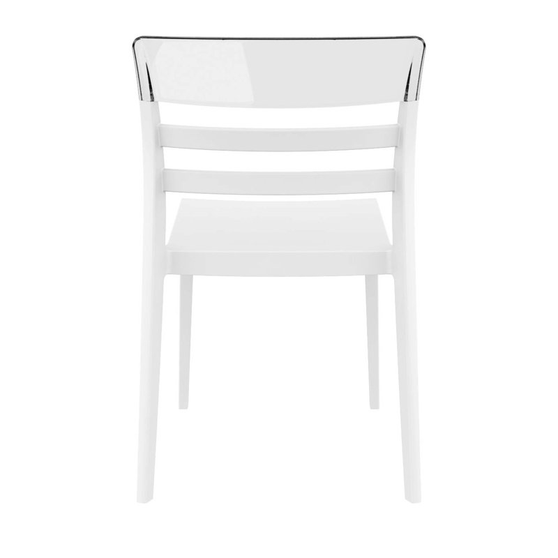 Milliman Stacking Patio Dining Side Chair, White/Transparent Clear
