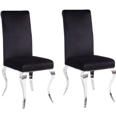 2 chaises d'appoint - noires et argentées, 2 chaises de style ergonomique moderne pour les espaces ado confortables, en bois
