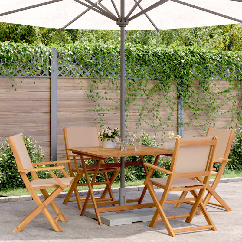 4 - Person Acacia Wood Patio Dining Set with Square Table, Taupe