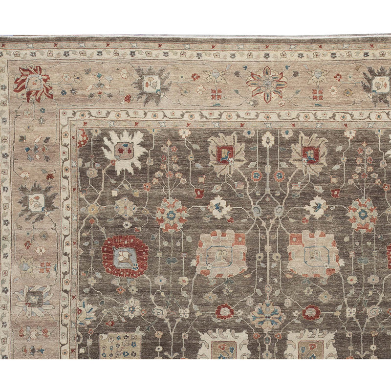 Tapis noir et ivoire de haute qualité noué à la main