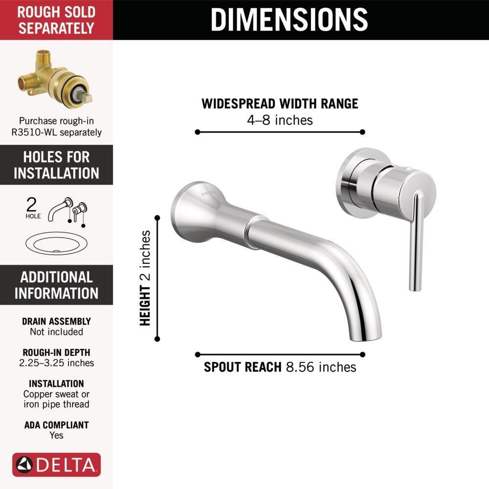 Trinsic Wall-Mounted Bathroom Faucet, Chrome