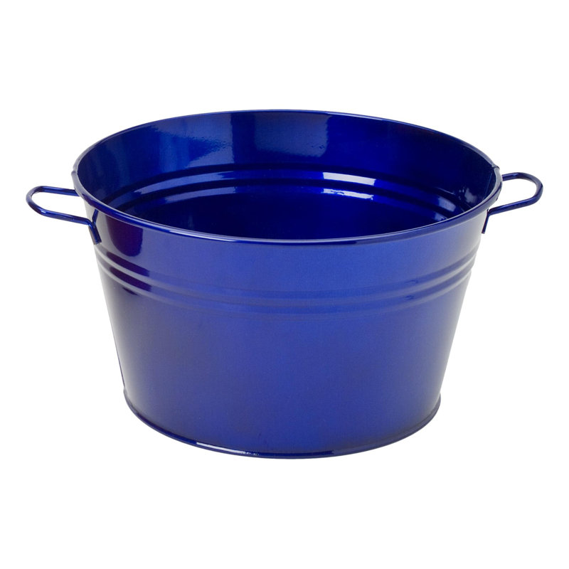 Enameled Galvanized Steel Planter / Beverage Tub., Sapphire, 8" H x 15" W x 15" D