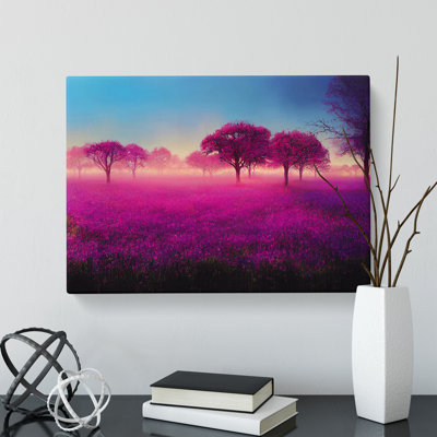 Creative Bluebell Field Sunrise - Wrapped Canvas