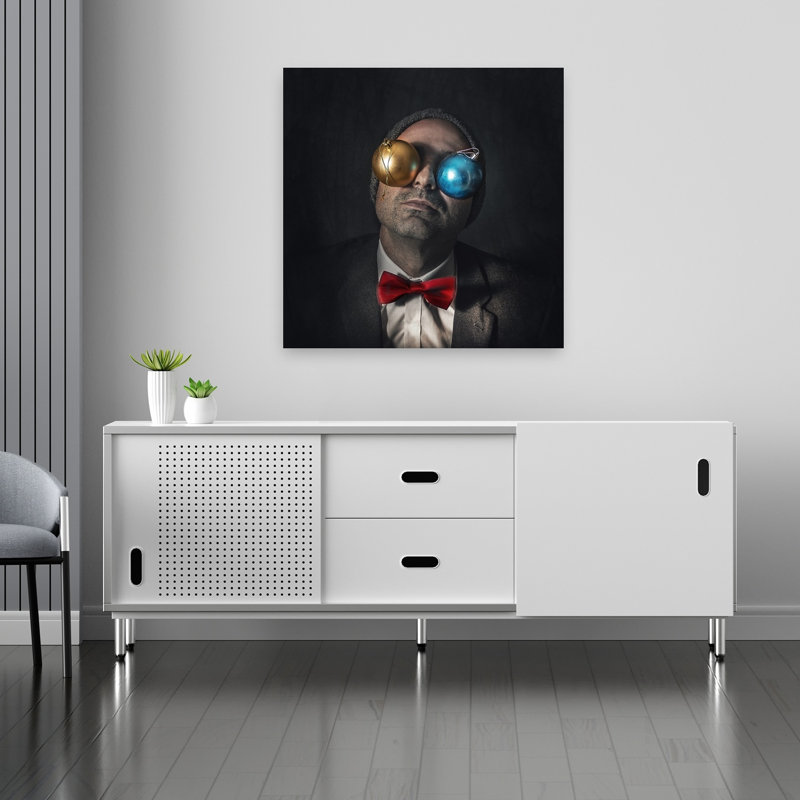 «Quirky Christmas Man», reproduction d'art mural contemporain abstrait, H 36 po x l 36 po
