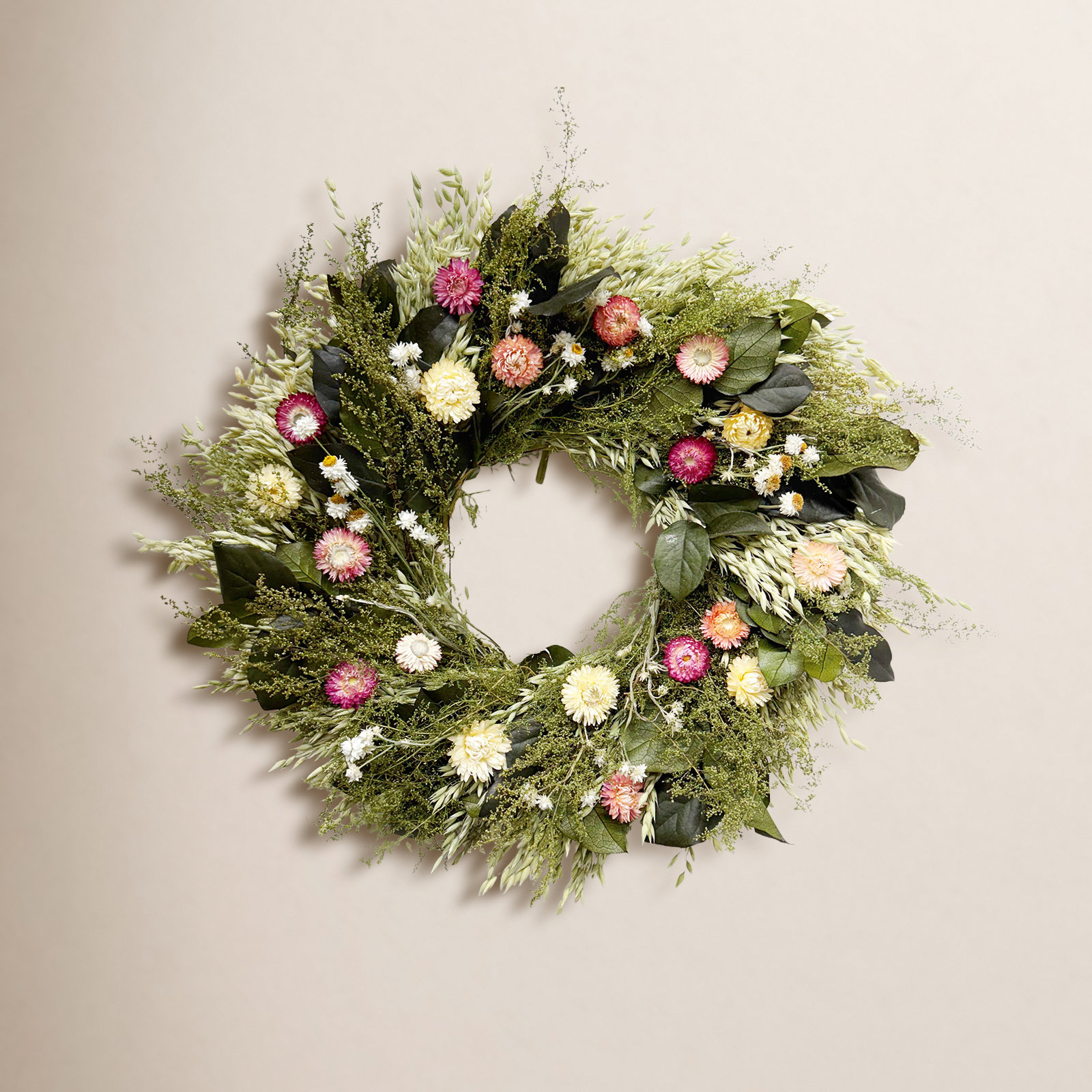Strawflower Wreath, 22" W x 22" H x 5" D