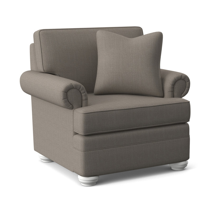 Fauteuil de 38 po de large Bradbury, Brown Geometric, 0456-33, Finition blanc givré