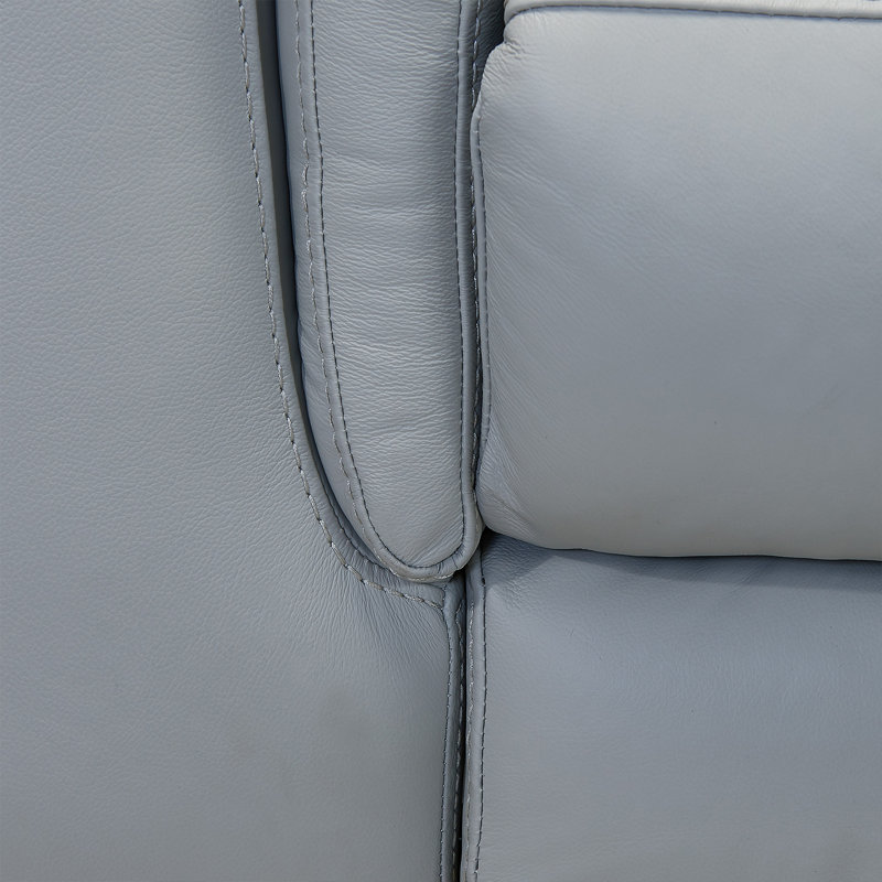 Causeuse inclinable en cuir véritable avec accoudoirs coussinés de 65 po Yosef